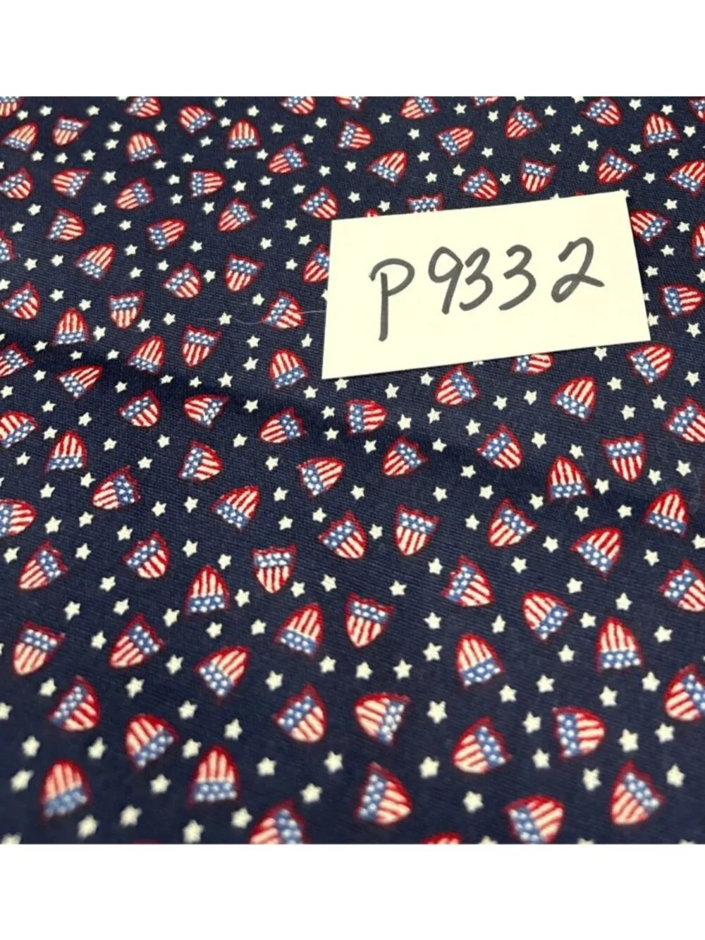 American Flag Shield Print Cotton Fabric 1/2 yard x 44” Patriotic Red White Blue